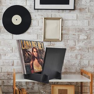Wholesale Black Solid Oak Vinyl <b>Record</b> Storage Rack OEM ODM V-Shaped Double Tier <b>Standing</b> Desktop Album Organizer Kitchen - Product Image 2