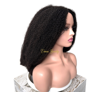 Camboyano Afro Kinky Curly 4C Coily 130 Densidad V-Parte Peluca Kinky Rizado Virgen Cabello humano U Parte Peluca Peso personalizado <span class=keywords><strong>M</strong></span> Cap Peluca - Product Image 5