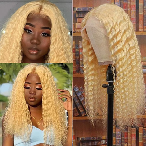 Parrucche Riccioline Ondulate Marroni Colorate con Effetto Acqua, Brasiliane Senza Colla per Lace Front, <span class=keywords><strong>Capelli</strong></span> Vergini con Baby Hair, Parrucca 13x4 Marrone Misto con Highlights - Product Image 4