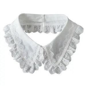 Colarinho Falso De Alta Qualidade Stand Up Bordado Algodão Branco Lace Collar Para Senhoras Camisa