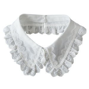 Cuello falso de alta calidad, cuello de encaje blanco de algodón bordado de pie para camisa de mujer - Product Image 1