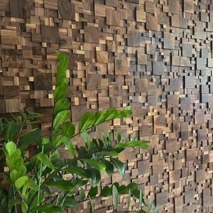 En promotion : Panneaux muraux en mosaïque 3D en noyer noir massif, motif personnalisé pour la décoration intérieure commerciale des restaurants - Product Image 2