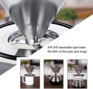 Cafetera <span class=keywords><strong>de</strong></span> Goteo <span class=keywords><strong>de</strong></span> Acero Inoxidable, Filtro <span class=keywords><strong>de</strong></span> Cono Reutilizable <span class=keywords><strong>sin</strong></span> Papel, Soporte Antideslizante para 1-2 Tazas, Herramientas <span class=keywords><strong>de</strong></span> Barista - Product Image 6