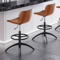Tabouret de bar en bambou de style européen, hauteur réglable, dossier pivotant, chaise d'îlot design à pieds hauts, usage domestique, luxe léger