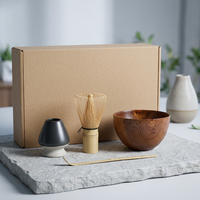 Ensemble d'accessoires pour la cérémonie du thé matcha japonais, 4 pièces, fouet en bambou Chasen, bol à matcha, support pour fouet, cuillère à thé, kit d'outils complet