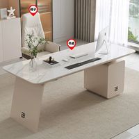 Bureau d'ordinateur moderne pour manager avec plateau en pierre frittée, table de direction de luxe pour PDG, mobilier de bureau