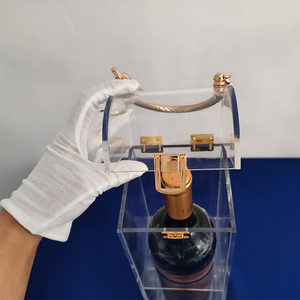 Sang trọng rõ ràng Acrylic Hộp Quà Tặng rượu vang với xử lý vàng tùy chỉnh Acrylic Top Wine Bottle Hộp quà tặng - Product Image 6