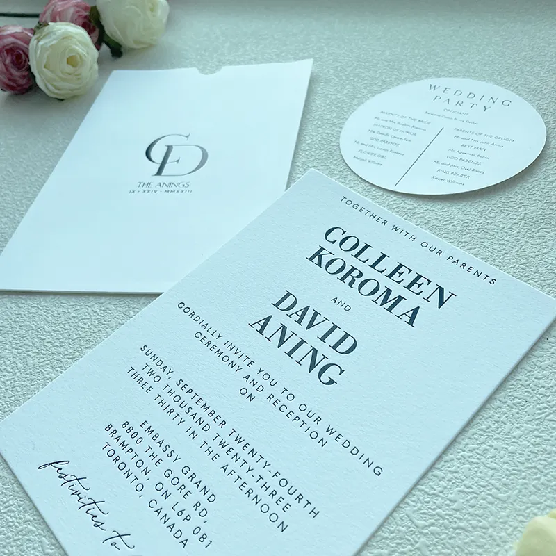 Venta al por mayor, sobre de boda blanco ligero, invitaciones acrílicas, caja de tarjeta de invitación de boda, tarjeta de invitación de boda Simple