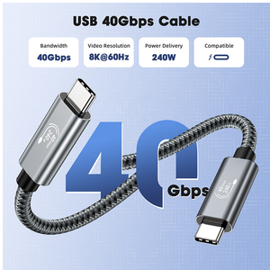<span class=keywords><strong>Cable</strong></span> USB4 <span class=keywords><strong>Tipo</strong></span> <span class=keywords><strong>C</strong></span> a <span class=keywords><strong>C</strong></span> de 40 Gbps, 8K a 60 Hz, 240 W PD, <span class=keywords><strong>Carga</strong></span> <span class=keywords><strong>Rápida</strong></span>, <span class=keywords><strong>Cable</strong></span> de Datos USB4.0 para Thunderbolt 3 y 4 - Product Image 2
