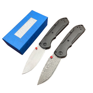 Navaja Plegable de Fibra de Carbono Damasco con Punta Clip y Filo Plano para Camping y Viajes al Aire Libre - Product Image 1