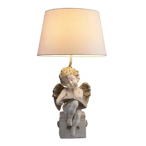 2021 New classic resin angel pillow table lamp home decorative creative base bedside light living room vintage table light sleep