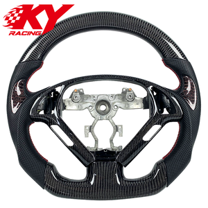 Volante deportivo de carreras personalizado de fibra de carbono y cuero negro para Infiniti G37 G25 G35 Q50 Q60 G37X EX35 EX37 - Product Image 1