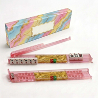 Boîte Cadeau Colorée – Règle de Mahjong en Acrylique avec Effet de Sable Flottant, Support Transparent pour Tuiles, Accessoire Portable pour Jeu de Table en Intérieur