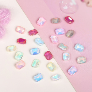 Strass colorés pour nail art, dos plat, accessoires de bijoux DIY, cristal de verre moka, forme quadrilatère, Bling Bling, frais et élégant - Product Image 4