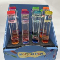 Boîte PDQ en forme de stylo avec affichage de minuterie liquide, stylos à bulles à mouvement liquide, jouets sensoriels apaisants, accessoires de bureau et scolaires