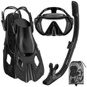 Set de Snorkel Profesional de Silicona para Cara Completa, Máscara de <span class=keywords><strong>Buceo</strong></span> Antivaho e Impermeable con Lente de Vidrio Templado de 3.2mm, Snorkel de Boca Seca - Product Image 1
