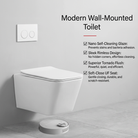 WC mural monobloc moderne, à double chasse, à haut rendement, silencieux, économe en eau, anti-odeurs, avec siphon en P en céramique, pour femmes