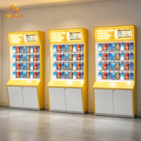 Vitrine d'exposition d'accessoires de téléphone personnalisés avec éclairage LED, verrouillable, moderne, pour kiosque de réparation de téléphones portables au mur