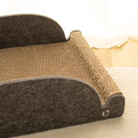 Lit-griffoir pour chat en feutre de polyester écologique avec panneau latéral tête de chat, coussin de détente pour chaton, mobilier pour animaux de compagnie