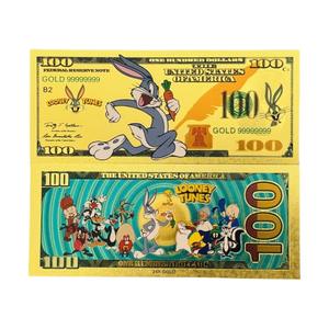 Billete <span class=keywords><strong>de</strong></span> Banco <span class=keywords><strong>de</strong></span> Oro con Diseño <span class=keywords><strong>de</strong></span> Anime Americano Personalizado al por Mayor, Billete <span class=keywords><strong>de</strong></span> Dibujos Animados <span class=keywords><strong>de</strong></span> Bugs Bunny <span class=keywords><strong>de</strong></span> $<span class=keywords><strong>100</strong></span>, Apto para Colección Conmemorativa - Product Image 1