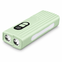 Lampe de vélo LED rechargeable étanche IP44 Z838 verte en ABS, avec fonction Power Bank et chargement USB Type-C, 500LM, modes Haute/Basse/Flash, idéale pour le camping