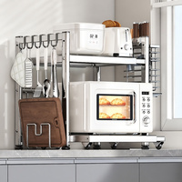 Étagère de rangement rétractable et réglable pour four à micro-ondes, en acier inoxydable, pour organiser le comptoir de cuisine