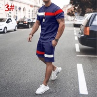 PASUXI Ensemble Homme Décontracté d'Été, Tendance Mode Sportif, Bicolore, à Manches Courtes, Col Rond Ample