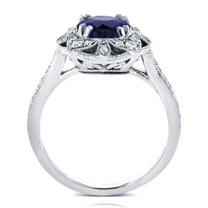 Elegante anello a forma di fiore cavo per donna, design con pietre blu intarsiate, gioielli alla moda - Product Image 4