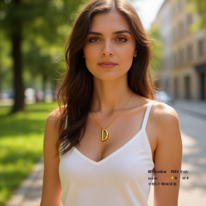 Collana con Lettera D in Acciaio Inossidabile, Catena a Collare, Gioielli alla Moda - Product Image 3