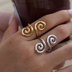 2026 18k Gold Plated Stainless Steel Shape Hollow <b>Opening</b> <b>Ring</b> for Unisex Women Daily Wear - Product Image 1