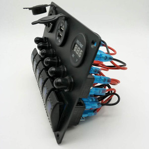 Bảng Công Tắc Bật Tắt 6 Gang 12-24V Chất Lượng Tốt Với Vôn Kế Ổ Cắm Bật Lửa Sạc <span class=keywords><strong>USB</strong></span> Kép Cho Xe Tải RV Thuyền - Product Image 2