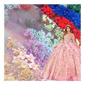 Di alta qualità 3d libero ricami modelli 100% poliestere abiti da sposa tradizionali in tessuto per abiti Quinceanera - Product Image 1