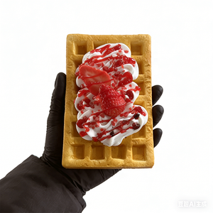 Rectangular Belgian Waffle Model PU Bead Base <b>PVC</b> Cream Berries Chocolate <b>Toppings</b> Crispy Eye Catching Cafe Window Displays - Product Image 4