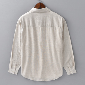 <span class=keywords><strong>Camicia</strong></span> da <span class=keywords><strong>Uomo</strong></span> a Maniche Lunghe Business Casual in Cotone e <span class=keywords><strong>Lino</strong></span> di Flanella con Design Artistico per Primavera Estate - Product Image 2