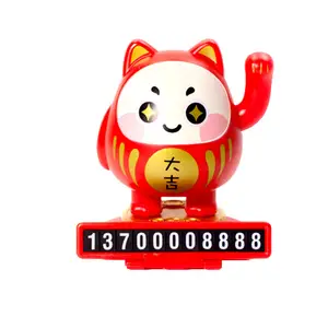 Bodhidharma Shaking Hand lucky cat Japanese solar Dharma dolls with temporary parking mobile phone number plate car decoration