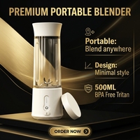 Mixeur centrifugeur électrique de voyage 500 ml, design usine, auto-nettoyant, USB, manuel et automatique, pour smoothies et jus