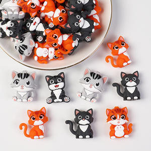 Venta al por mayor, nueva llegada, cuentas de silicona 3D sueltas con diseño de gato de dibujos animados, bonitas cuentas focales de silicona para la fabricación de bolígrafos. - Product Image 4