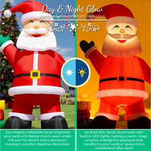 Père Noël gonflable géant lumineux avec décoration de jardin extérieure de Noël gonflable de qualité supérieure pour les fêtes de Noël - Product Image 6