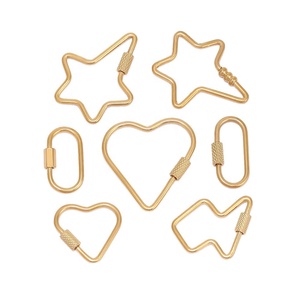 Chiusure a vite ovali a forma di cuore e stella in oro, grandi moschettoni <span class=keywords><strong>per</strong></span> la creazione fai da te di collane, <span class=keywords><strong>bracciali</strong></span> e portachiavi - Product Image 1