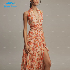 Abito Personalizzato per Donna, Abbigliamento di Design, Elegante Vestito Lungo Casual <span class=keywords><strong>Senza</strong></span> <span class=keywords><strong>Maniche</strong></span> - Product Image 4