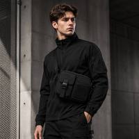 Sac bandoulière unisexe décontracté et tendance, polyvalent, motif uni, avec sangle décorée de lettres, badge offert, en nylon