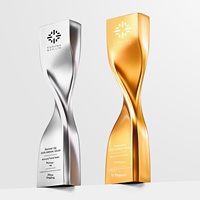 Trophée en résine or rose à conception personnalisable, pour cérémonie de remise des prix de compétition mondiale, trophée d'honneur Gloire Dorée