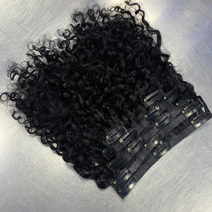 Perruque à clips en cheveux Remy européens authentiques, 6 pièces, boucles birmanes monobloc - Product Image 1