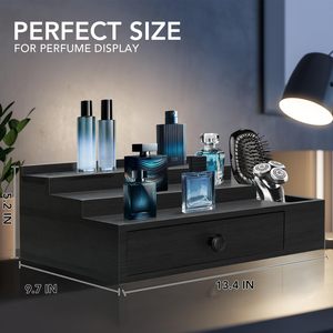 Wooden Multi Layer Cosmetic <b>Storage</b> <b>Box</b> With <b>Drawers</b> Tiered Rack Black Solid Wood Perfume Display Organizer For Men Grooming - Product Image 3