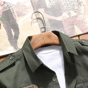2025 도매 남성화물 셔츠 100% 면 긴 소매 군사 스타일 남성용 야외 전술 캐주얼 셔츠 - Product Image 6