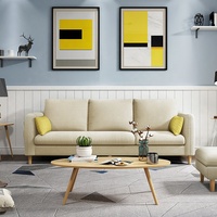Nouveaux Modèles Canapé en Lin Tissu 3 Places Contemporain pour Petit Salon Mobilier Maison Minimaliste Confortable