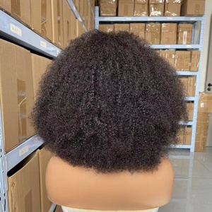 Perruques Courtes en Cheveux Naturels, 100% Vierge Brésilienne, Modèle Bob, Bouclées Style Africain, avec Closure 4x4, pour Femmes, Vendues à Bas Prix - Product Image 3
