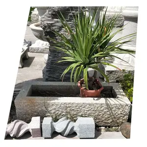 Hand Carved Wholesale Cheap Garden Decorative Old Natural Granite Stone Water Trough And Pots Stone Square Basin Flower Planters