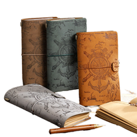 Vente en gros de carnet en cuir A6 de luxe vintage Ensemble de cahiers personnalisés pour étudiants Journal intime vintage à feuilles mobiles Cadeau de voyage