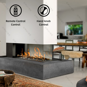 Caminetto <span class=keywords><strong>a</strong></span> <span class=keywords><strong>Gas</strong></span> Decorativo Lineare per Interni CRUISE con <span class=keywords><strong>Inserto</strong></span> in Vetro Trasparente <span class=keywords><strong>a</strong></span> Tre Lati per Hotel - Product Image 2